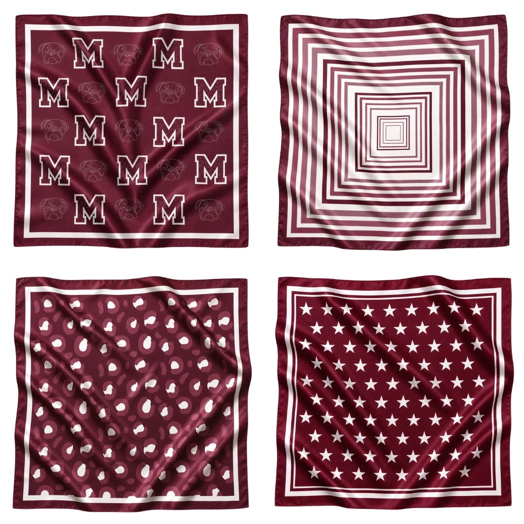 Maroon & White Gameday Bandana Scarf