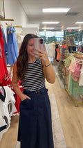 Zoe and Claire Navy and White Stripe Sleeveless Dress