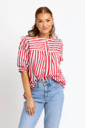 Karlie Stripe America Pleat Sleeve Top