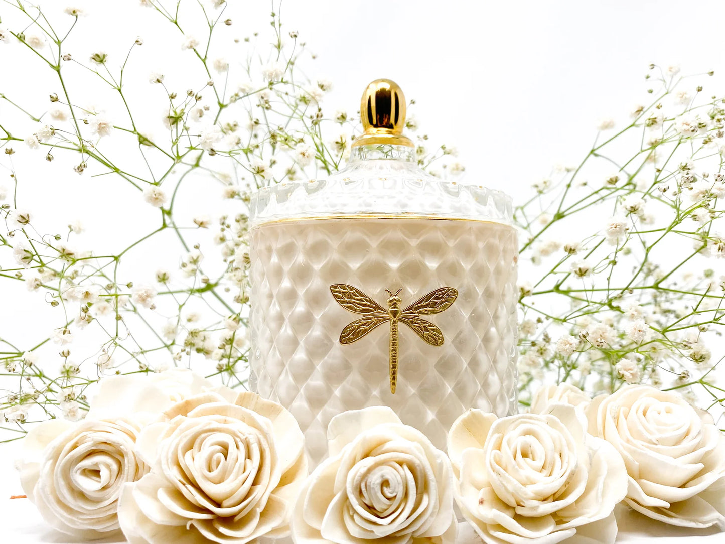 Dragonfly Bella Candle Whitewood + Saffron White Gold